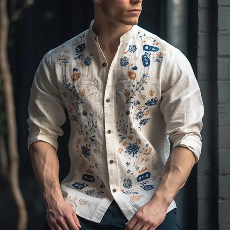 Men's Casual Floral Print Crew Neck Long Sleeve Shirt 16794818Y sold by Manly product image thumbnail 2