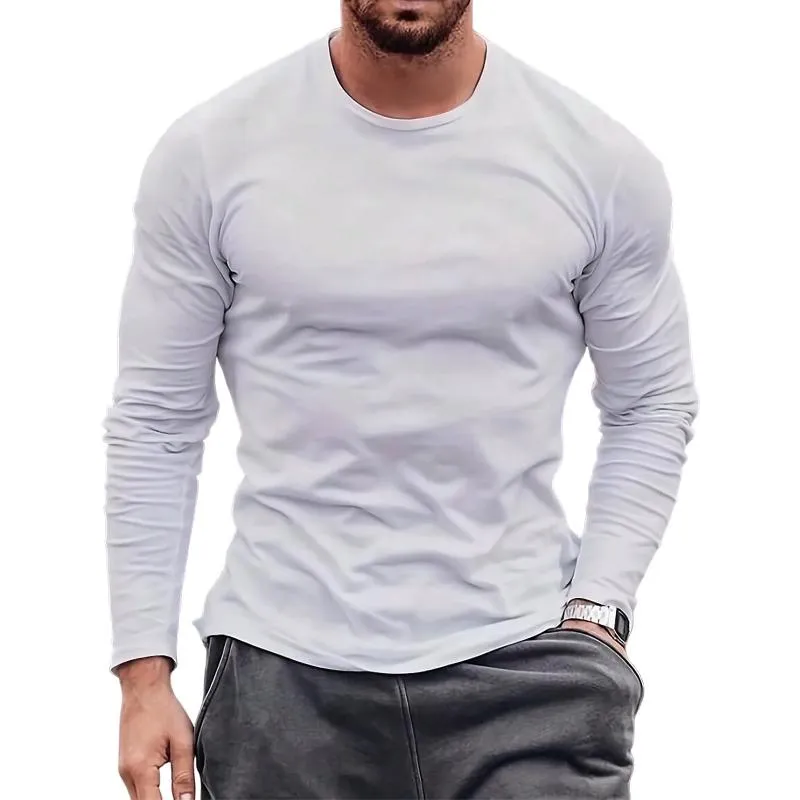 Men's Casual Cotton Blended Round Neck Slim Fit Long Sleeve T-Shirt 36113348M sold by Manly
