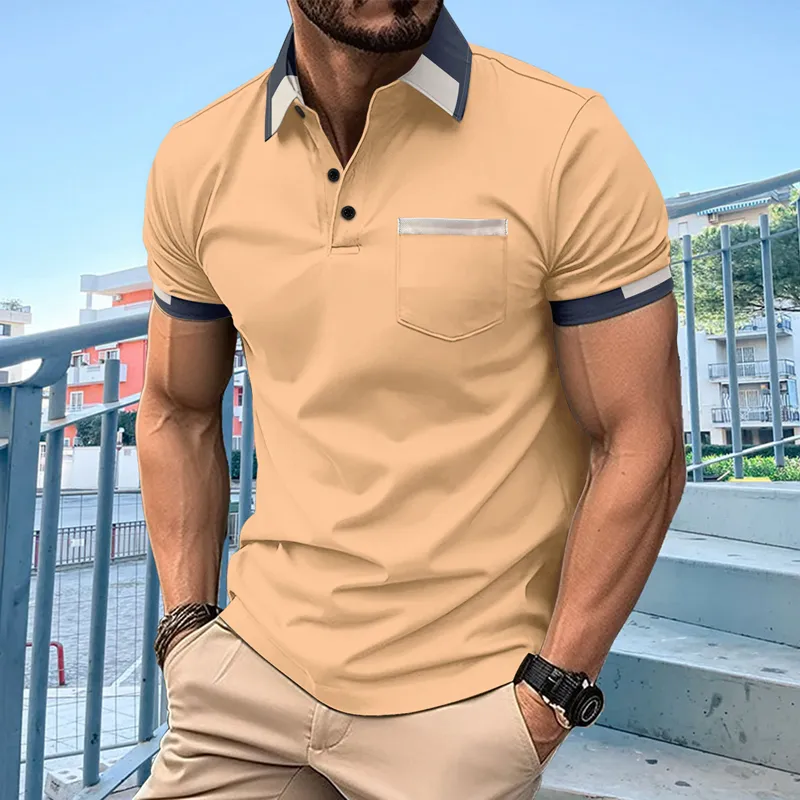 Men's Colorblock Lapel Short Sleeve Casual Polo Shirt 88141700Z sold by Manly product image thumbnail 5