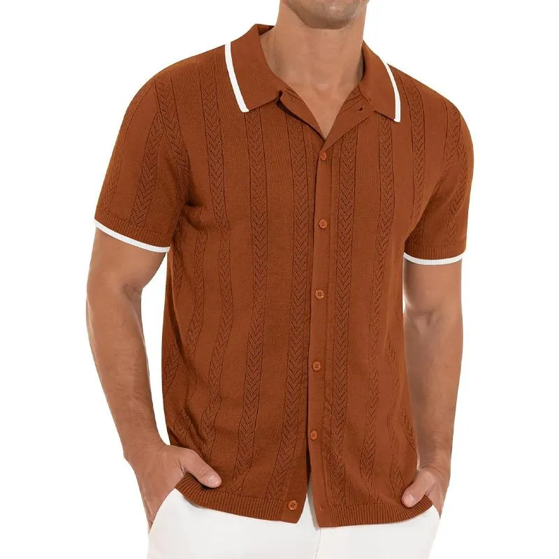 Men's Casual Solid Color Short-Sleeved Single-Breasted Polo Shirt 15619954Y sold by Manly