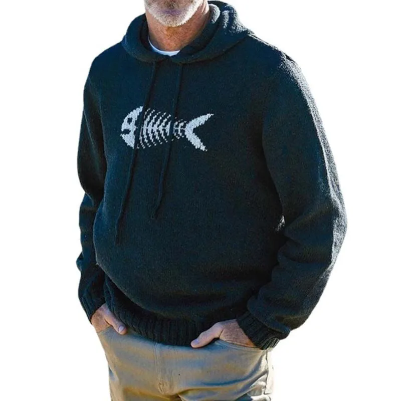 Men's Fish Skull Print Pullover Hoodie 06761992X sold by Manly