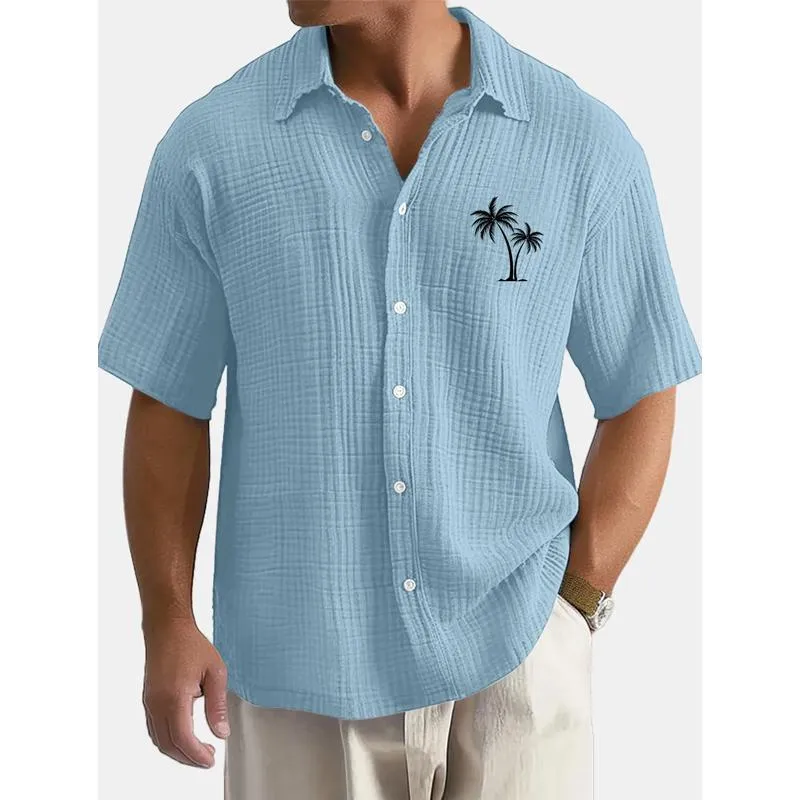 Men's Coconut Tree Printed Loose Short Sleeve Shirt 34561366Y sold by Manly product image thumbnail 2