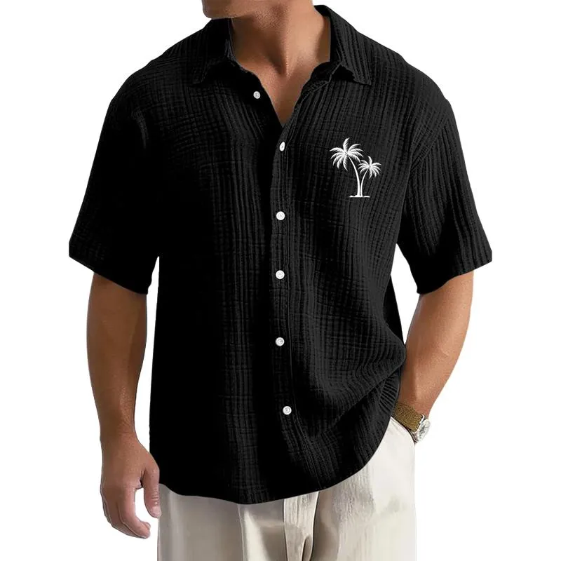 Men's Coconut Tree Printed Loose Short Sleeve Shirt 34561366Y sold by Manly