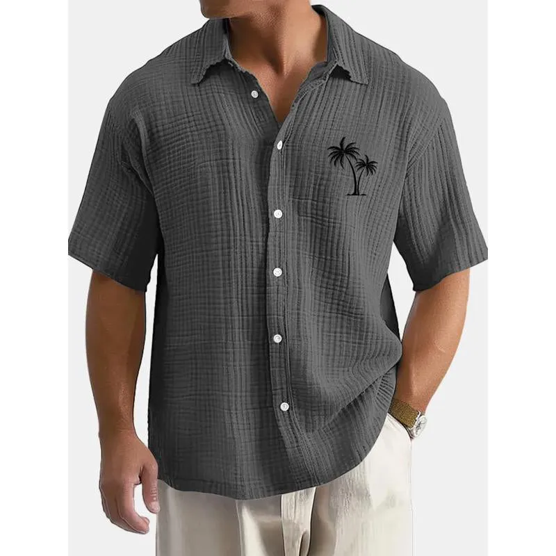 Men's Coconut Tree Printed Loose Short Sleeve Shirt 34561366Y sold by Manly product image thumbnail 3