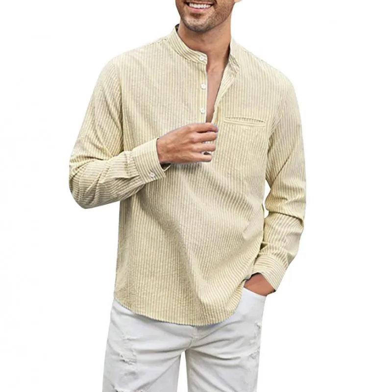 Men's Striped Henley Collar Long Sleeve Shirt 69315461Z sold by Manly product image thumbnail 2