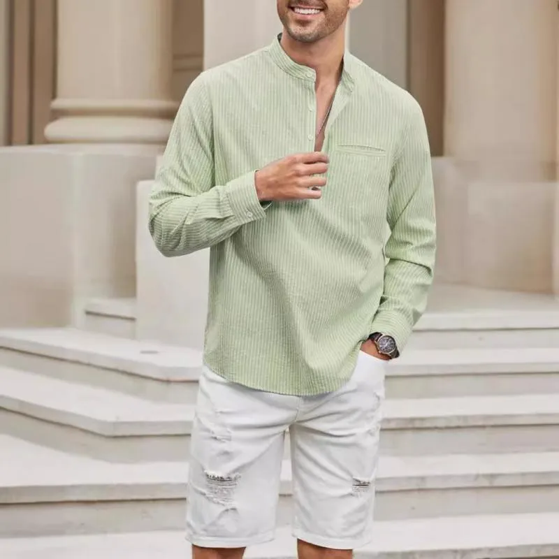 Men's Striped Henley Collar Long Sleeve Shirt 69315461Z sold by Manly product image thumbnail 5