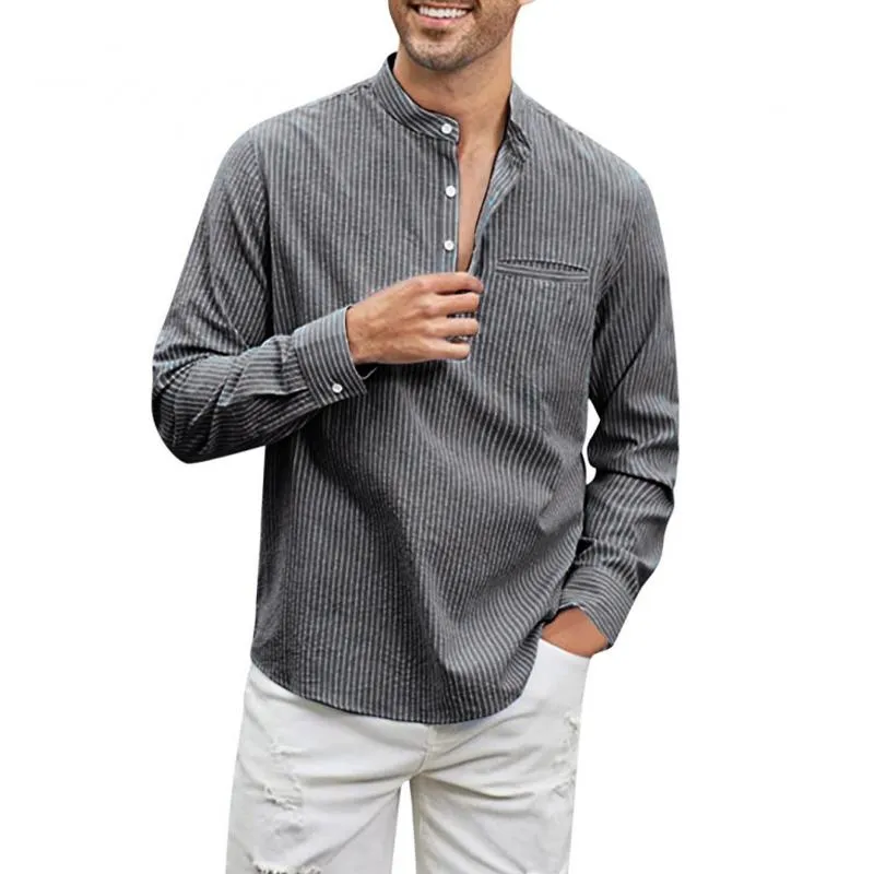 Men's Striped Henley Collar Long Sleeve Shirt 69315461Z sold by Manly product image thumbnail 3