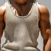 Men's Solid Color Round Neck Striped Textured Tank Top 77270227X sold by Manly
