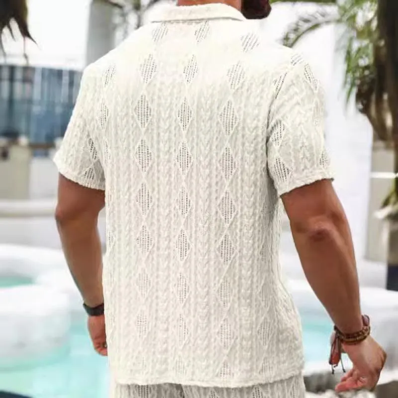 Men's Casual Solid Color Cuban Collar Short Sleeve Shirt 35226681Y sold by Manly product image thumbnail 5