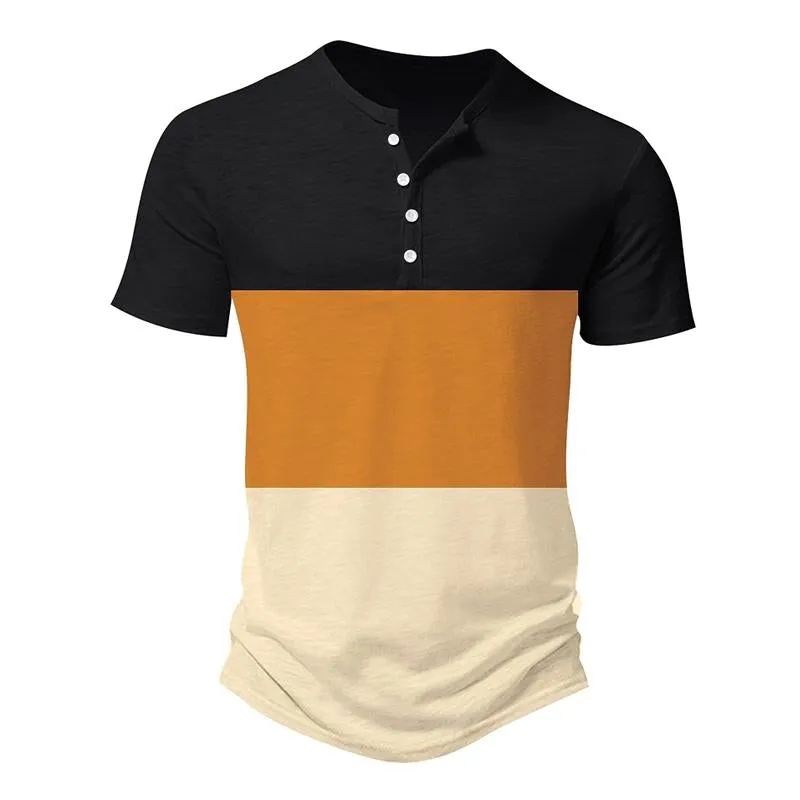 Men's Casual Patchwork Color-blocked Loose Short-sleeved T-shirt 27057165X sold by Manly product image thumbnail 3