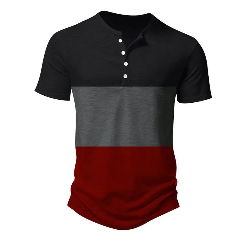 Men's Casual Patchwork Color-blocked Loose Short-sleeved T-shirt 27057165X sold by Manly product image thumbnail 5