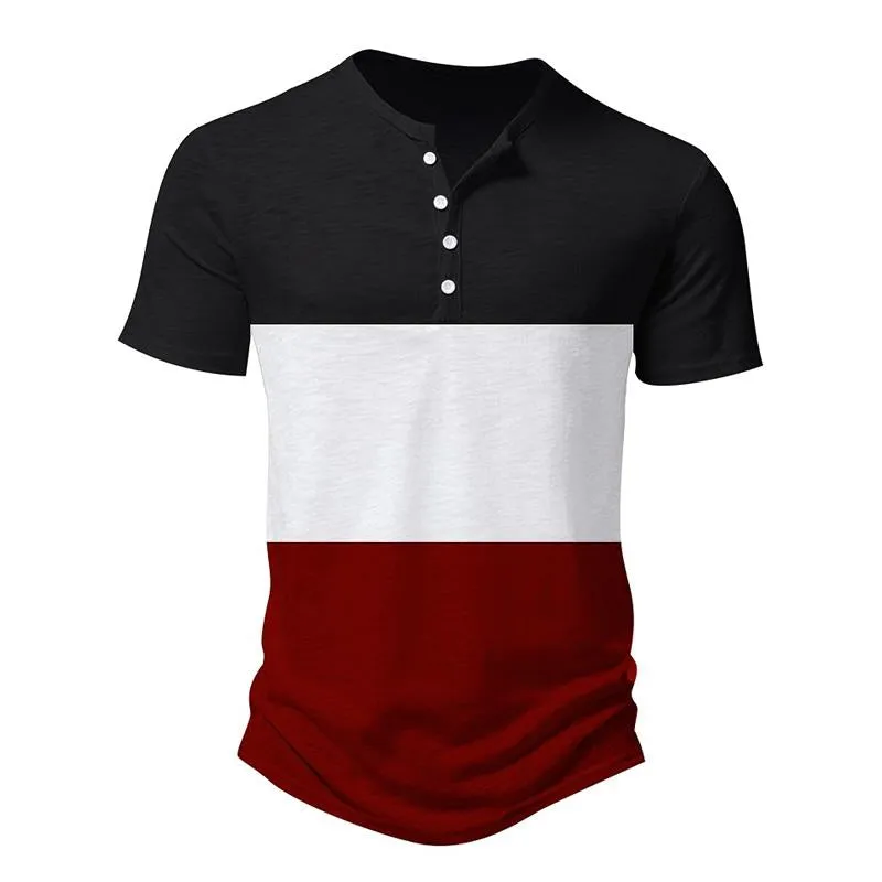 Men's Casual Patchwork Color-blocked Loose Short-sleeved T-shirt 27057165X sold by Manly product image thumbnail 4