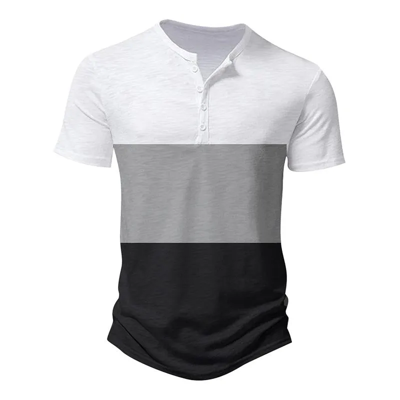 Men's Casual Patchwork Color-blocked Loose Short-sleeved T-shirt 27057165X sold by Manly product image thumbnail 2