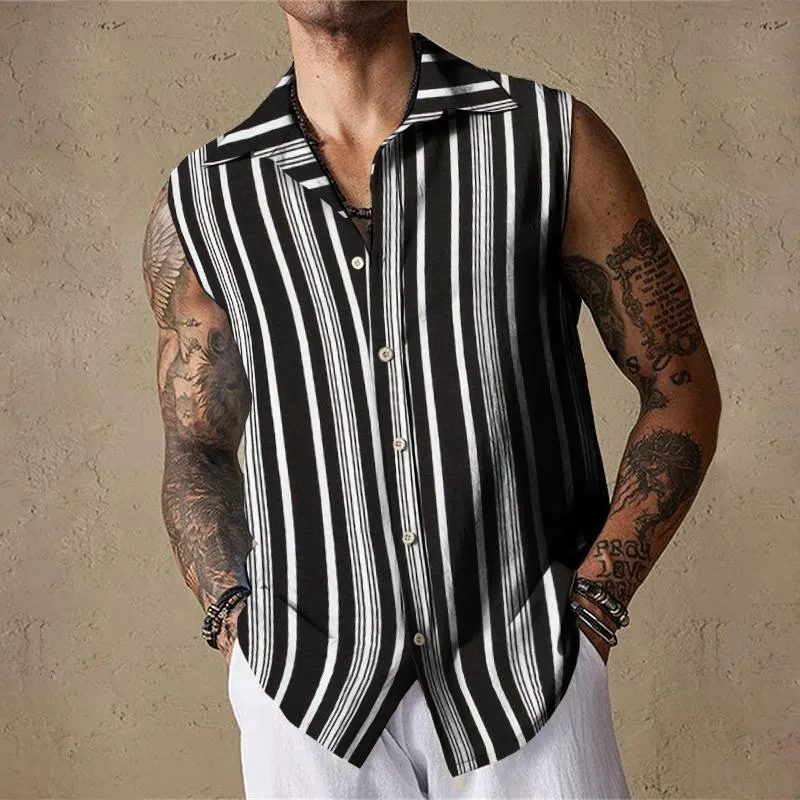 Men's Casual Striped Sleeveless Shirt Tank Top 85081322TO sold by Manly product image thumbnail 2