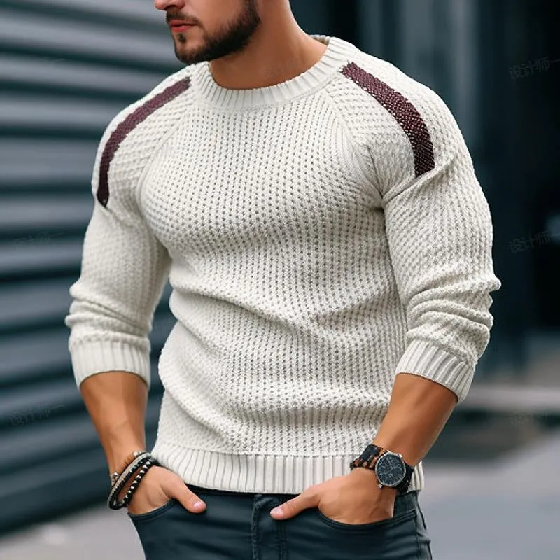Men's Casual Color Block Raglan Sleeve Crew Neck Sweater 12340292Y sold by Manly product image thumbnail 2