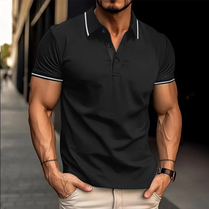 Men's Casual Solid Color Lapel Short Sleeve POLO Shirt 32883346Y sold by Manly product image thumbnail 3