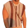 Men's Casual Round Neck Striped Hollow Knitted Tank Top 18130789M sold by Manly