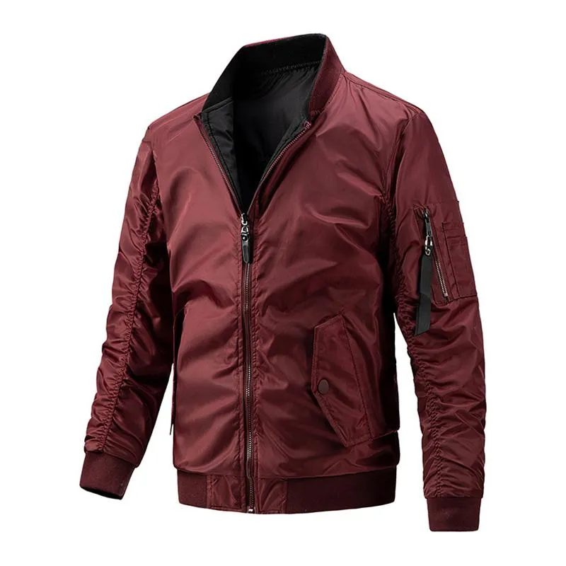 Men's Casual Stand Collar Cotton Reversible Zipper Long Sleeve Jacket 45623764M sold by Manly product image thumbnail 5