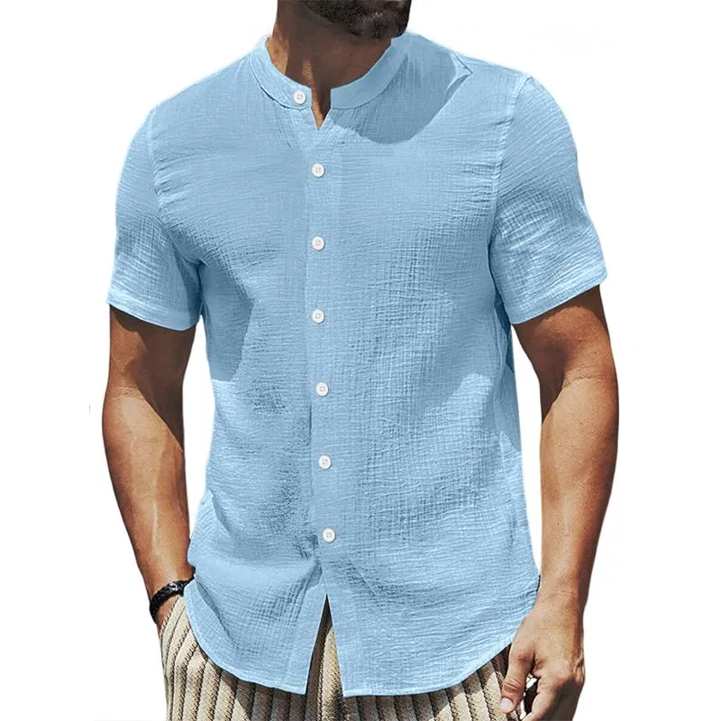 Men's Solid Stand Collar Short Sleeve Casual Shirt 01419799Z sold by Manly product image thumbnail 4