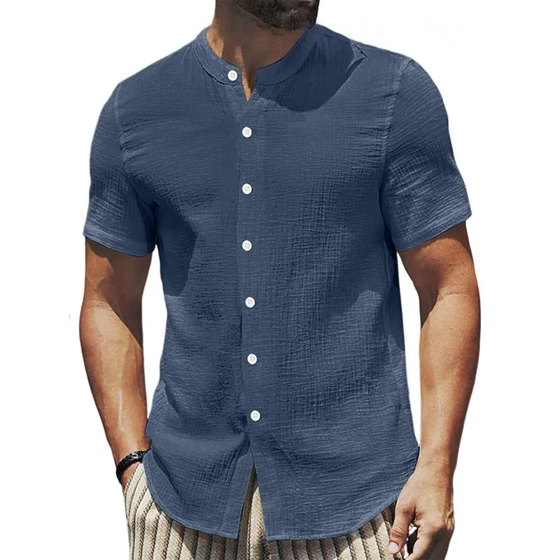 Men's Solid Stand Collar Short Sleeve Casual Shirt 01419799Z sold by Manly product image thumbnail 3