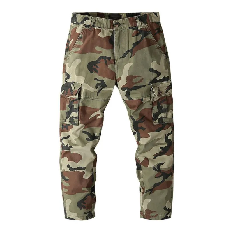 Men's Casual Outdoor Camouflage Cotton Straight Leg Cargo Pants 86405797M sold by Manly
