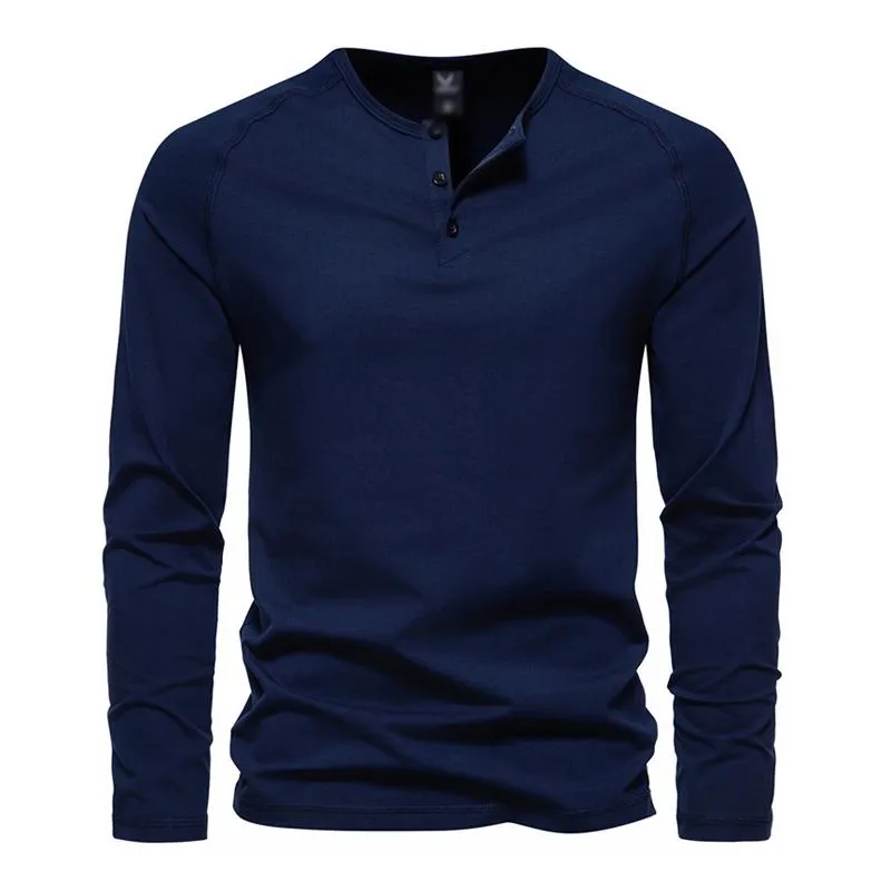 Men's Casual Solid Color Henley Collar Loose Long Sleeve T-Shirt 94745126M sold by Manly product image thumbnail 2