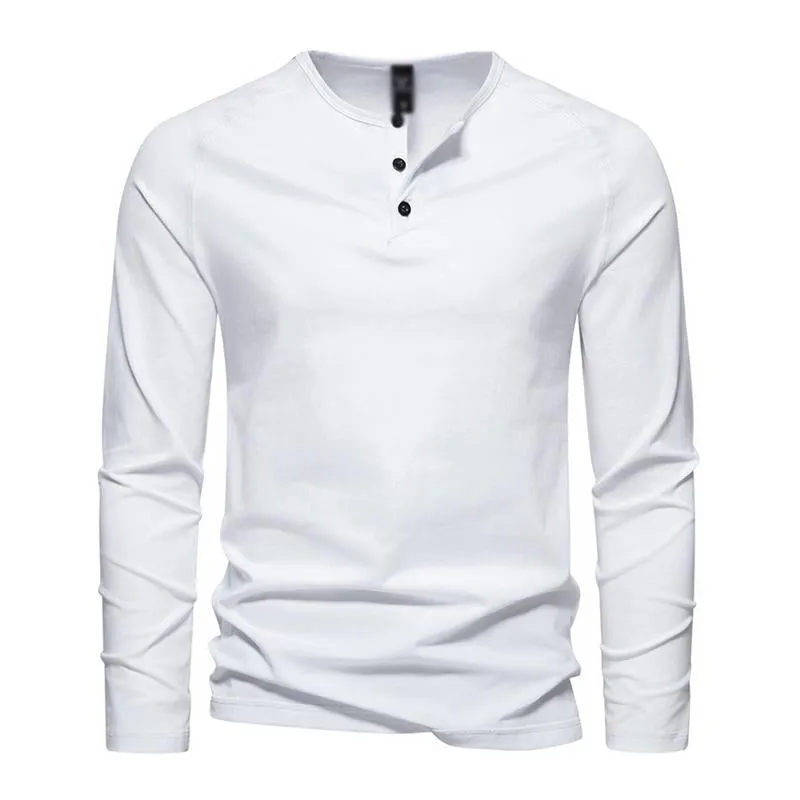 Men's Casual Solid Color Henley Collar Loose Long Sleeve T-Shirt 94745126M sold by Manly product image thumbnail 5