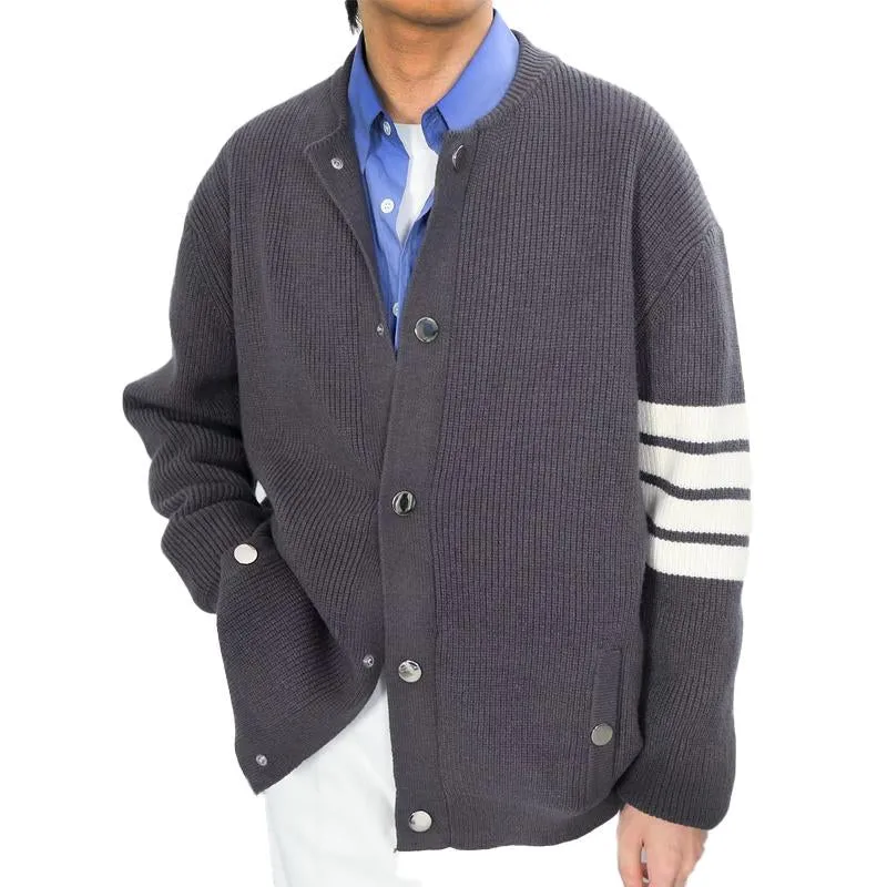 Men's Solid Color Round Neck Single Breasted Casual Knit Jacket 20930858X sold by Manly product image thumbnail 2