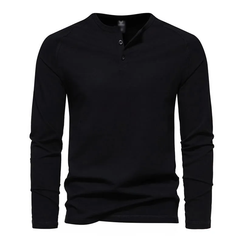 Men's Casual Solid Color Henley Collar Loose Long Sleeve T-Shirt 94745126M sold by Manly product image thumbnail 4