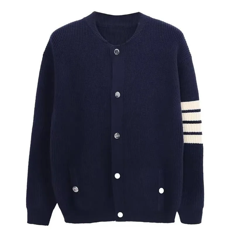 Men's Solid Color Round Neck Single Breasted Casual Knit Jacket 20930858X sold by Manly