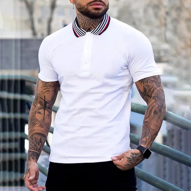 Men's Casual Striped Colorblock Polo Shirt 13557951TO sold by Manly product image thumbnail 3