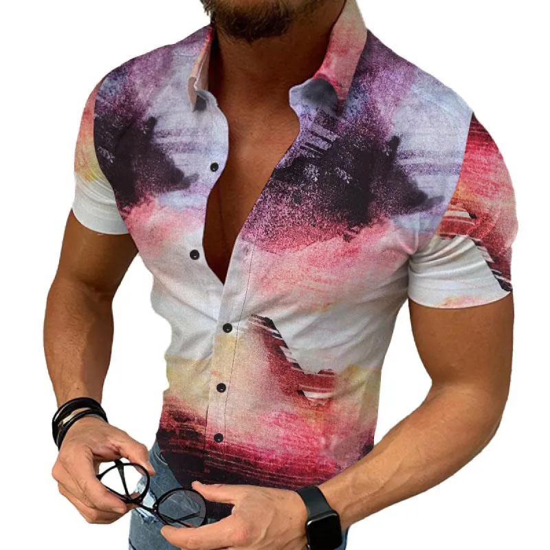 Men's Casual Swirled Print Short Sleeve Hawaiian Shirt 15115807M sold by Manly