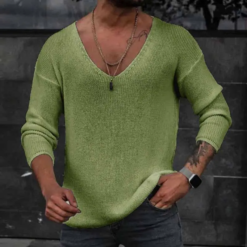 Men's Casual Solid Color V Neck Long Sleeve Knitted Sweater 50835474M sold by Manly product image thumbnail 5