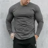 Men's Solid Color Printed Breathable Long Sleeve Round Neck T-Shirt 86086789X sold by Manly