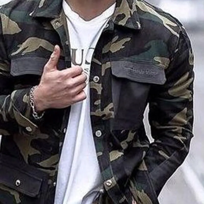 Men's Vintage Camouflage Colorblock Lapel Jacket 96794751X sold by Manly product image thumbnail 2
