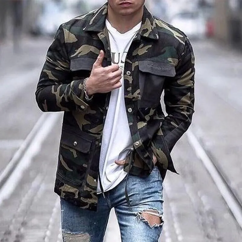 Men's Vintage Camouflage Colorblock Lapel Jacket 96794751X sold by Manly product image thumbnail 3