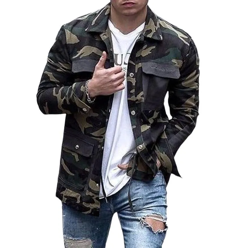 Men's Vintage Camouflage Colorblock Lapel Jacket 96794751X sold by Manly