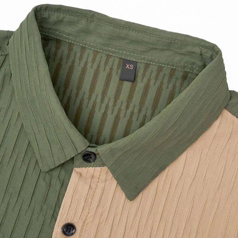 Men's Contrast Color Stitching Casual Long Sleeve Shirt 18083535X sold by Manly product image thumbnail 4