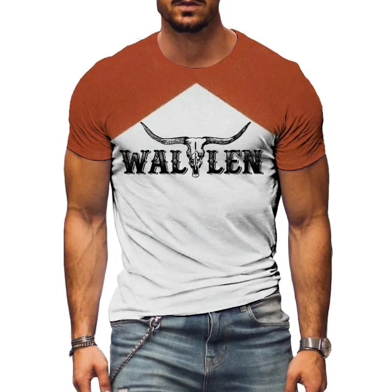 Men's Casual Western Denim Short Sleeve T-Shirt 50926026TO sold by Manly