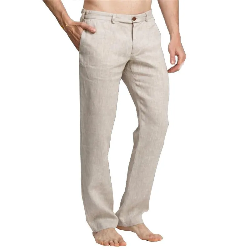 Men's Linen Slant Pocket Straight Solid Color Loose Casual Pants 53565009X sold by Manly product image thumbnail 5
