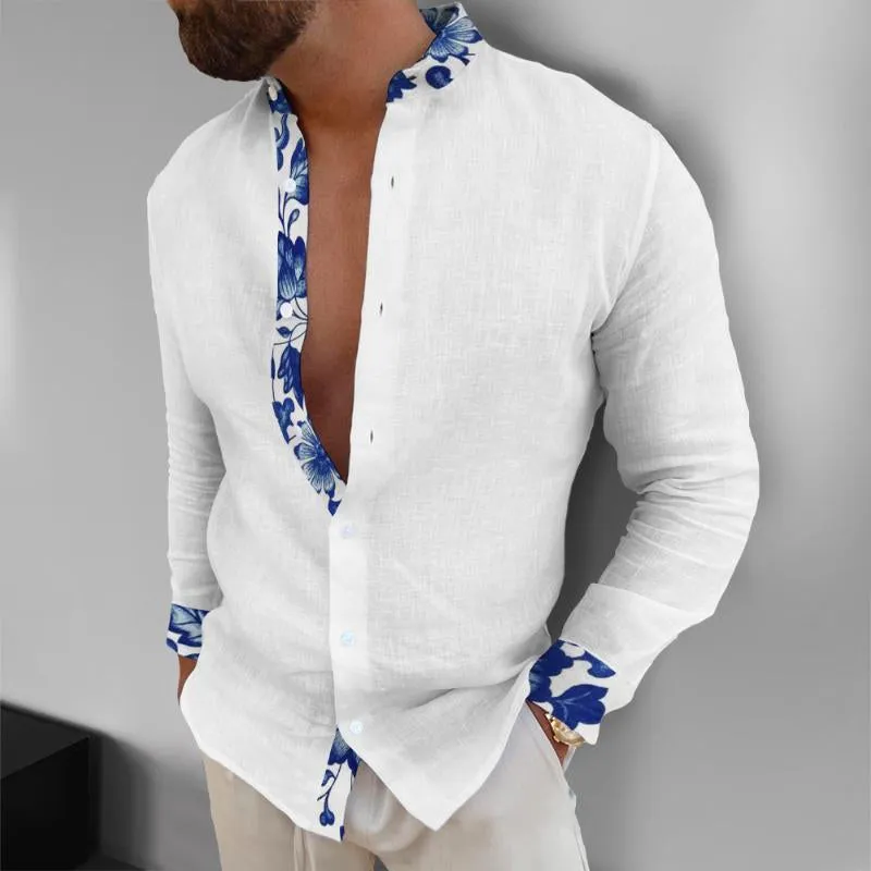 Men's Casual Pattern Stand Collar Long Sleeve Shirt 19312525TO sold by Manly product image thumbnail 2