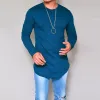 Men's Round Neck Slim Solid Color Long Sleeve T-shirt 50062697X sold by Manly