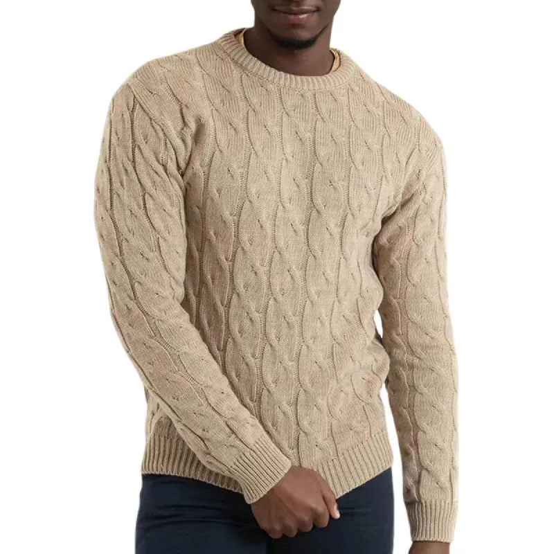 Men's Solid Color Twisted Round Neck Pullover Sweater 24375030X sold by Manly