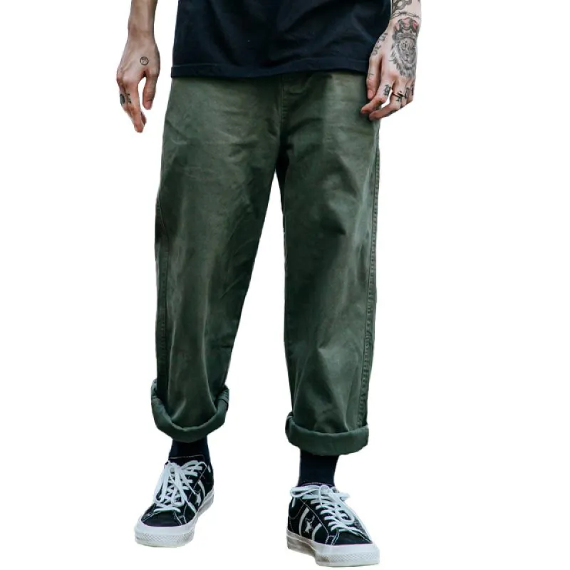 Men's Solid Loose Straight Casual Cargo Pants 56999880Z sold by Manly