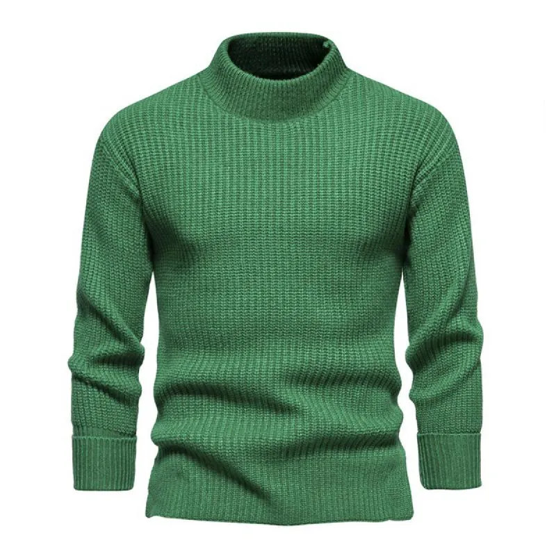 Men's Casual Half Turtleneck Solid Color Pullover Knitted Sweater 33902719M sold by Manly