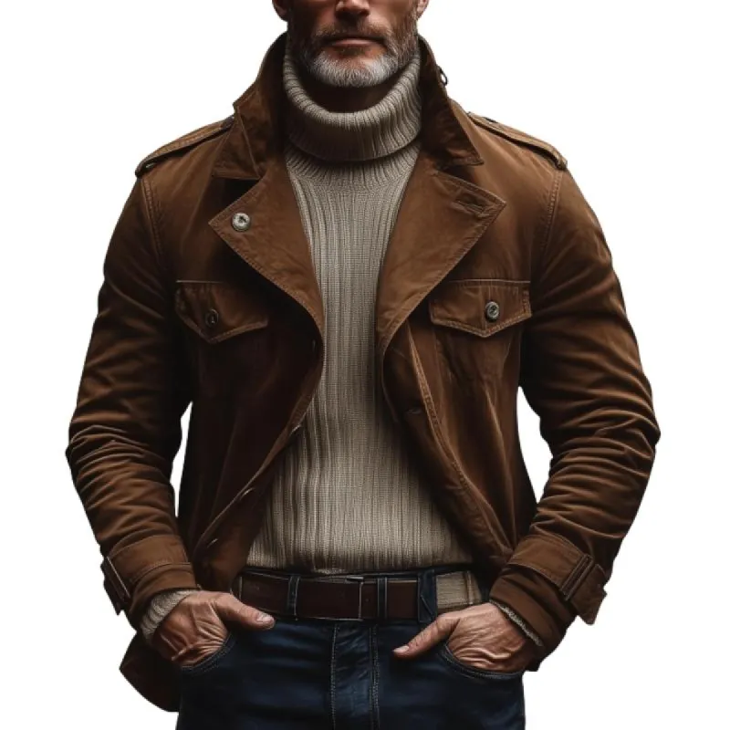 Men's Vintage Cotton Washed Notch Lapel Slim Short Trench Coat 69935391M sold by Manly