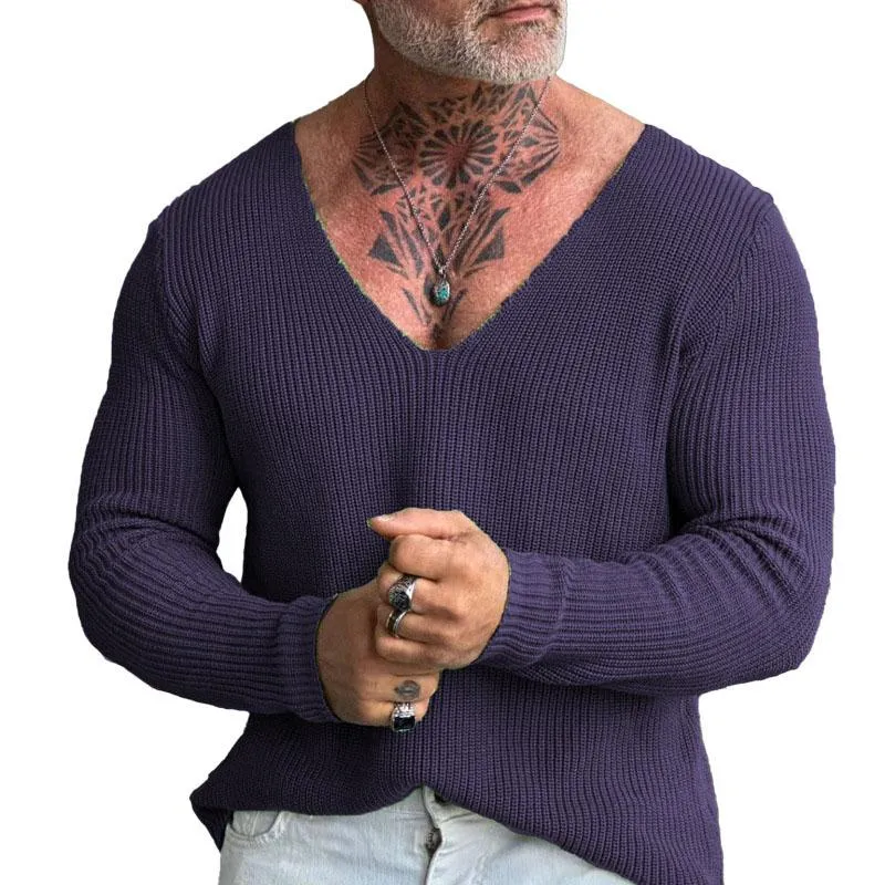 Men's Casual Solid Color V-Neck Pullover Knitted Sweater 53693589M sold by Manly product image thumbnail 5