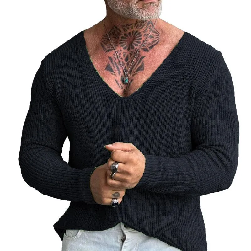 Men's Casual Solid Color V-Neck Pullover Knitted Sweater 53693589M sold by Manly product image thumbnail 2