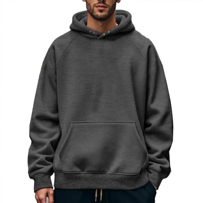 Men's Solid Color Hooded Loose Casual Hoodie 08555506X sold by Manly