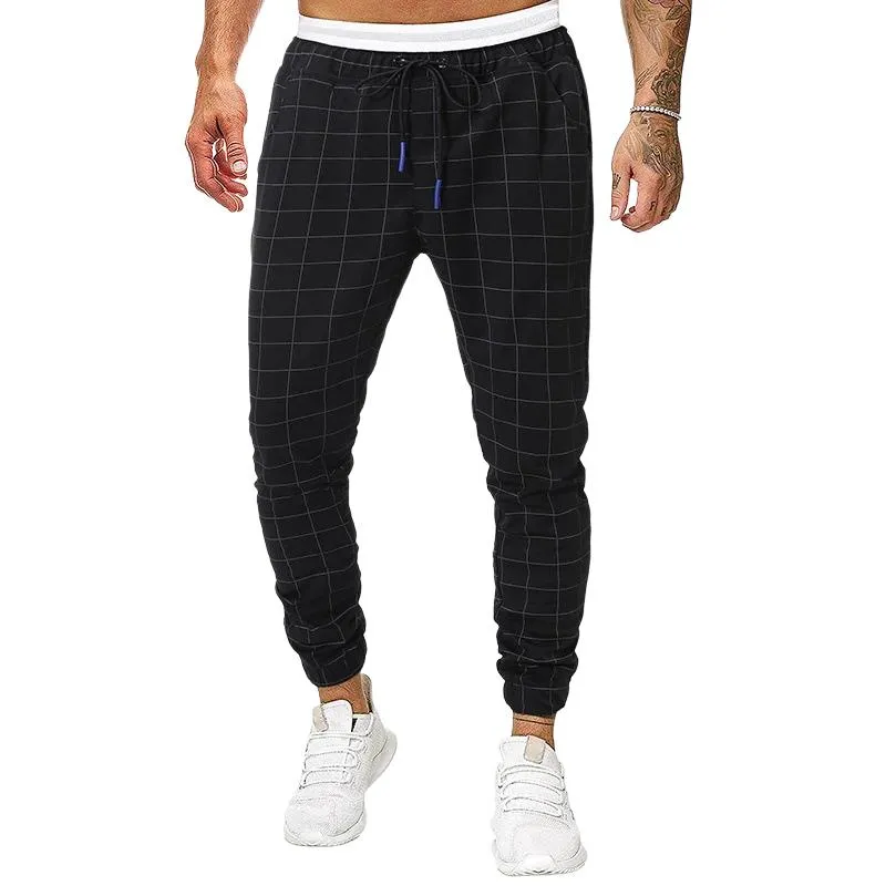 Men's Retro Casual Plaid Print Drawstring Sports Pants 23829942TO sold by Manly